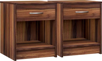 Image de 2x Table de chevet 35x40x50 cm Table de nuit avec un tiroir Meuble de rangement chambre brun aspect merano