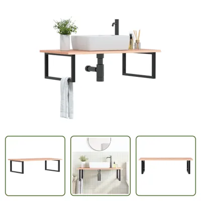 Obrázok produktu pre The Living Store Umývadlová doska s konzolou z ocele a masívneho dubového dreva