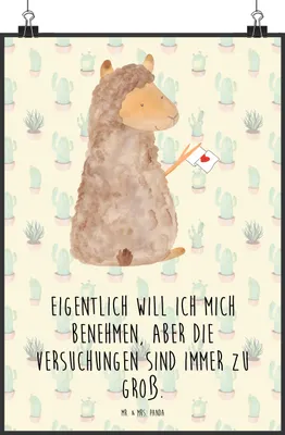 Produktbild von Mr. & Mrs. Panda Bild Alpaka Fahne DIN A0 - Kaktus Grün - Geschenk, Plakat, Liebe, wanddeko, Kunstdruck, drucke, Lama, Wandbild, Lamas, Alpakas