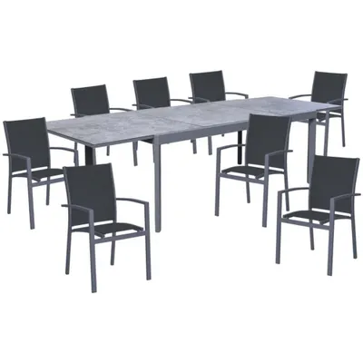 Produktbild von 9-Teilige Tischgruppe, Alu,  Platte