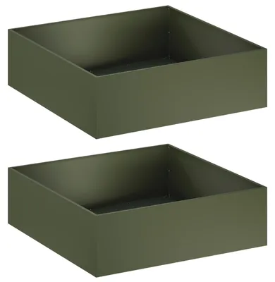 Image de Deux pots de jardin, couleur olive, dimensions 80 x 80 x 30 cm