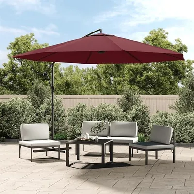 Produktbild von Ampelschirm mit Alu-Mast, Balkon Sonnenschirm, Marktschirm, Garten, Balkon Schirm, Sonnen Schirme, Balkonschirm, 350 cm Bordeauxrot