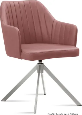 Produktbild von Armlehnstuhl drehbar (4er-Set) Davyzha 58x81x60 Edelstahl/Rosewood