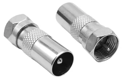 6er-Set F-Stecker auf TV-Stecker Adapter, 75 Ohm, Koaxial