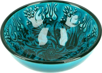 Produktbild von 1 Stk. Orientalische Schüssel, Schale, Dekoschale, Handbemalt - Ø 12 cm Türkisgrün, Keramik, Schalen, Schüsseln