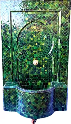 Produktbild von Marrakesch Gartenbrunnen Zimmerbrunnen aus original marokkanische Mosaik 134 cm Gross | Brunnen als Gartendeko Terassendeko & Balkon Deko | Springbrunnen Inkl. Pumpe für entspannenden Wasserfall
