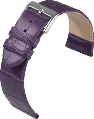 Produktbild von Eulit Rainbow Uhrenarmband Kalbsleder Lila Krokoprägung rembordiert, Anstoß:18 mm