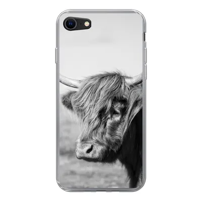 Produktbild von MuchoWow® Handyhülle Schutzhülle Hülle für iPhone 7 Schottischer Highlander - Tiere - Schwarz - Weiß Silikon Softcase Handy Hülle - Kartenhalter