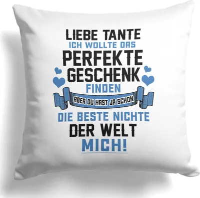 Produktbild von 22Feels Beste Tante Geschenk von Nichte Geburtstag Weihnachten Deko Kissen Frauen Dekoration von Nichte Neffe Wohnaccessoire Wohnzimmer Schlafzimmer Couch