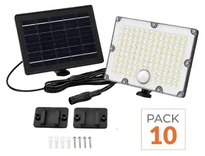 Produktbild von 10er-Pack – 9-W-LED-Solarstrahler für den Außenbereich, IP65, 3-CCT, mit Licht- und Bewegungssensor