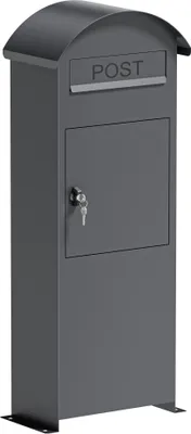 Produktbild von Wiltec Briefkasten anthrazit 420 x 240 x 1020 mm, Standbriefkasten zur Bodenmontage mit Schloss, abschließbarer Postkasten aus Stahl mit Dach