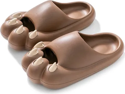 Produktbild von Damen Herren Badeslipper mit Krallen Hausschuhe Badeschuhe zum Pool Braun Gr.44/45