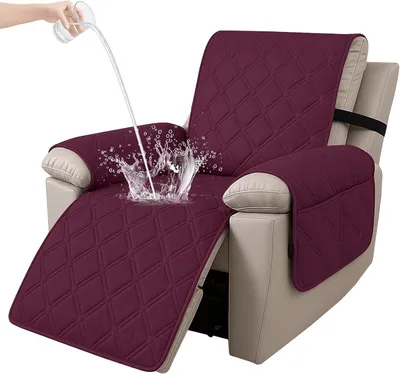 Image de Housse de fauteuil imperméable, antidérapante, réglable, pour fauteuil individuel, couleur bordeaux, idéale pour fauteuils télé