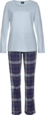 Produktbild von H.I.S. Pyjama 2 -teilig hellblau/blau-kariert Größe 40
