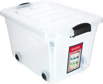 Productafbeelding van Transparante Kunststof Opbergdoos met Wieltjes - 40 Liter Organizer met Deksel