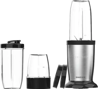 Zdjęcie produktu dla Taurus Shake & Go, Przenośny mikser, 0,5 l, Funkcja pulse, Rozgniatacz do lodu, 800 W, Czarny, Stal nierdzewna, Przezroczysty