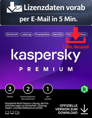 Produktbild von Kaspersky Premium (3 Device - 1 Jahr) EU ESD Antivirus Sicherheit 5 Min. Versand als Download per Mail