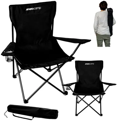 Image de CHAISE DE CAMPING SCHWARZ, CHAISE PLIANTE 50 x 50 x 80 cm, ENERO CAMP