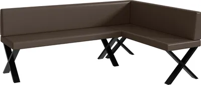 Produktbild von MEBLINI Eckbank für Esszimmer - Küchenbank - Essecke - Sitzecke Küche - TONI - X-Beine 142x196x87cm Rechts - Braun Kunstleder