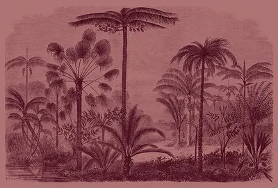 Produktbild von Tadessi Fototapete | Dschungel | 4.00 m x 2.70 m | Rosa | Lila | Wandbild | Digitaldruck