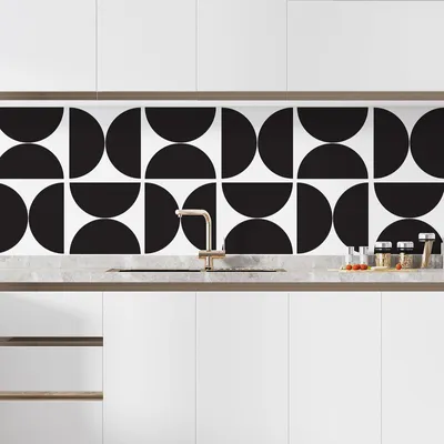 Produktbild von Klebefolie für Küchenrückwand – Lumaléa – Geometrisches Muster – Klebefolie + GLANZ-Schutz – 60 x 60 cm