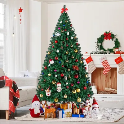 Produktbild von Yaheetech Künstlicher Weihnachtsbaum 219 cm H mit ca.1446 Spitzen, Tannenbaum aus Fichte, inkl. Metall Christbaum Ständer, Schnellaufbau, klappbar