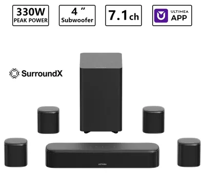 Produktbild von Soundbar-Heimkinosystem - Aura ST4 - 7.1-Kanal - 330 W - 10,16-cm-Subwoofer - 4 Surround-Lautsprecher - Bluetooth 5.3 - EU-Stecker