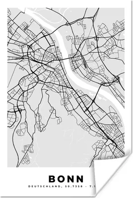 Produktbild von MuchoWow® Poster Deutschland - Stadtplan - Bonn - Karte 20x30 cm - Papierdruck