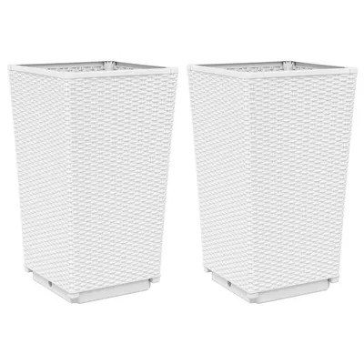 Produktbild von vidaXL Pflanzkübel 2 Stk. Weiß 32,5x32,5x57 cm PP