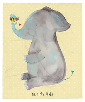 Produktbild von Mr. & Mrs. Panda Bettdecke Elefant Biene - Gelb Pastell - Geschenk, Bettüberwurf, Hochzeitsgeschenk, Liebe, Liebesspruch, Decke, Lustige Sprüche, Tagesdecke, Plaid