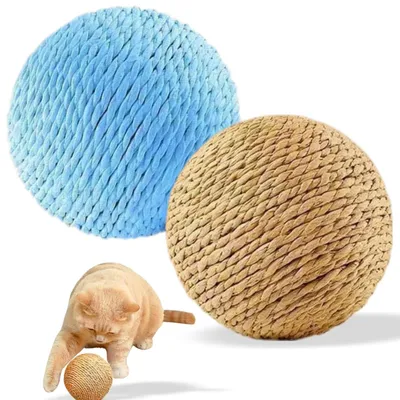 2 Sisal-Tau-Bälle, 8 cm, Katzen-Spielzeug, Kratzball