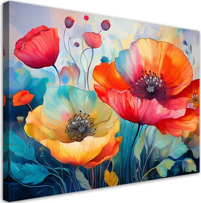 Produktbild von Feeby - Leinwand Bilder - Blumen Mohnblumen Abstraktion - 30x20 cm - Deko Wohnzimmer - Wandbilder Schlafzimmer - Deko Aesthetic - Wand Deko - Leinwand Groß - Deko Zimmer - Leinwandbilder XXL