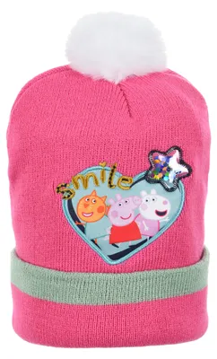 Zdjęcie produktu dla Peppa Wutz Pig dziecięca czapka zimowa z dzianiny dla dziewczynek, Kolor:różowy, Rozmiar:54
