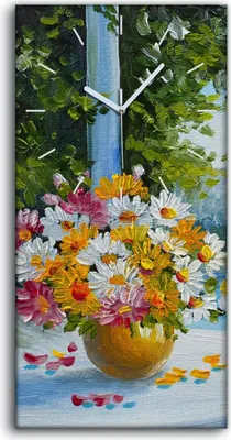 Produktbild von Wandkunst Leinwand Bild Uhr 30x60 Malerei Gras Landschaft See Berg Natur Kunst - weiße Hände
