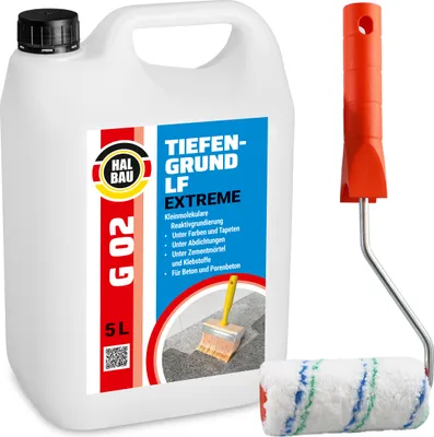 Zdjęcie produktu dla Zestaw Wałek Malarski 10cm + Grunt krzemianujący głęboko penetrujący HALBAU TIEFENGRUND EXTREME G02 - 5L
