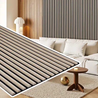 Immagine prodotto di Izrielar 4 pezzi pannello acustico semicircolare pannello murale moderno pannelli murali legno acustico pannello murale MDF 120x60x2,1cm colore legno di quercia