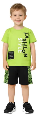 Produktbild von Kinder Set T-shirt Shorts - Größe 98 - hellgrün - 100% Baumwolle - Jungen Sommer Set