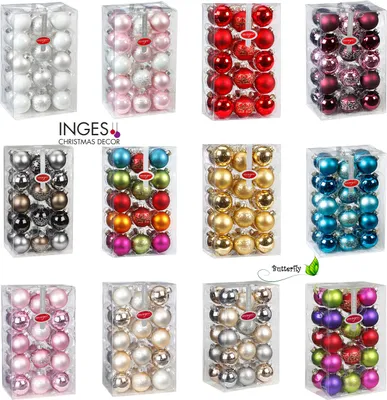 Produktbild von Weihnachtskugeln Ornamente Mix Glas 6cm, 28er Set, Farbe:Noble Rose ( hell rosa porzelanweiß )