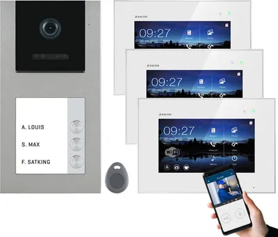 Produktbild von Balter EVO-AP Grau Video Türsprechanlage 7" WiFi Touchscreen RFID 2-Draht BUS Set für 3 Teilnehmer