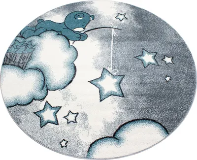 Produktbild von Kinder Teppich KIDS Blau 120 cm Rund