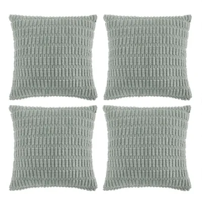 Immagine prodotto di Set di 4 federe per cuscini, 45x45 cm, grigio e blu, in velluto cotonato