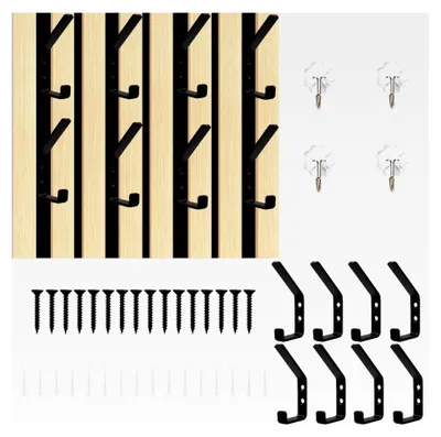 Produktbild von 8 Stück Akustikpaneele Wandpaneele Kleiderhaken mit 4 Haken Selbstklebend, 12,6 mm Doppelter Kleiderhaken für Akustikpaneele