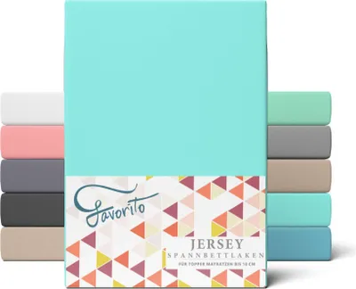 Immagine prodotto di Lenzuolo matrimoniale Favorito in jersey 180x200 - 200x200 cm aqua per 5 - 10 cm di altezza 100% cotone - Oekotex lenzuolo matrimoniale copriletto - lenzuolo 180x200cm - 200x200cm blu
