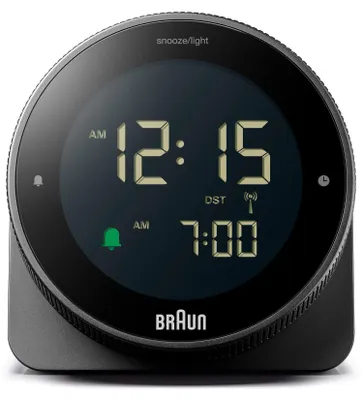 Produktbild von Braun BC24B-DCF, Tisch, Funkgesteuerte Uhr, Rechteck, Schwarz, LCD, Grün/Weiss