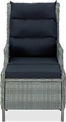 Obrázok produktu pre vidaXL Nastaviteľná záhradná stolička s podnožkou Poly Rattan Light Grey