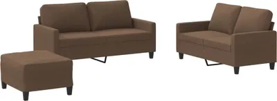 Image de vidaXL Ensemble de canapés 3 pièces avec coussins Tissu brun