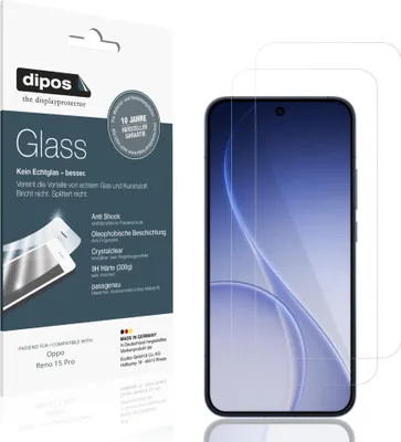 Produktbild von 2x Schutzfolie für Oppo Reno 15 Pro - Anti-Shock 9H Folie dipos Glass Kunststoffglas