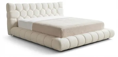Produktbild von KAWOLA Bett ATTICO Polsterbett Stoff cremeweiß 180x200cm mit Lattenrost
