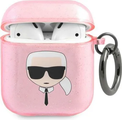 Produktbild von Karl Lagerfeld Kla2Ukhgp Airpods Hülle Różowy/Rosa Glitter Karl`s Head