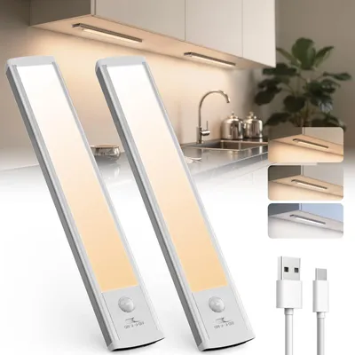 Productafbeelding van Oplaadbare LED onderbouwlamp met bewegingssensor, 20 cm draadloze kastlamp met USB-C